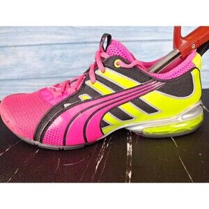 PUMA Women's Pink Yellow Black Running Sneakers Sz 9